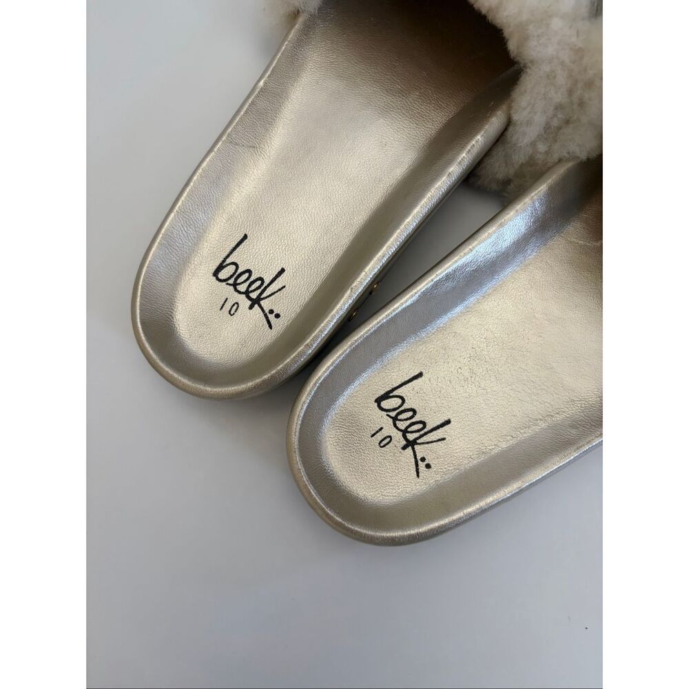Beek Gallito Shearling Slide in Platinum Size 40/10 Rare Color - Picture 5 of 12
